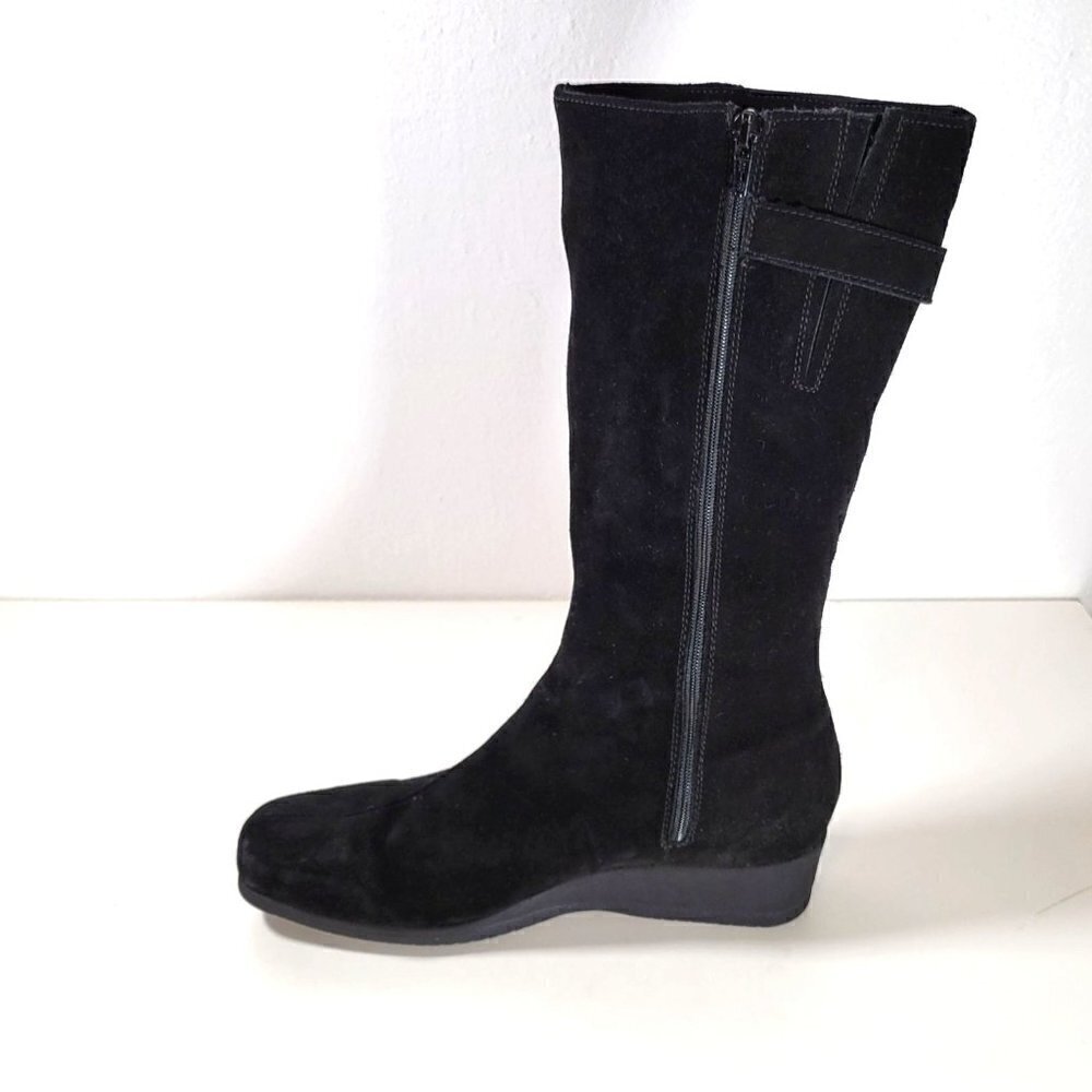La Canadienne Black Long Knee High Wedge Boots / booties Size Us 8M - Picture 12 of 16